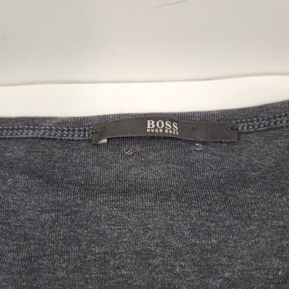 Hugo Boss Scoop Neck Bodycon Shirt Charcoal Gray Size Large Y2K - Picture 4 of 9